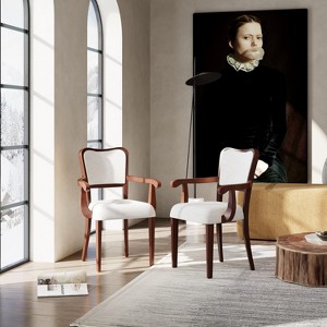 APRILSOUL35.00"Upholstered Dining Chairs Set of 2 ¨C Traditional Armchairs with Curved Lines, Solid Hardwood Frame - 1 of 4