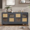 59" Sideboard Buffet Cabinet, Accent Storage Cabinet with Glass Doors, Wooden Coffee Bar Cabinet for Kitchen Living Room Hallway - 2 of 4