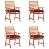 vidaXL Patio Chair Set of 4 Wine red and natural wood - 2 of 4