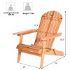 Costway 4 PCS Eucalyptus Adirondack Chair Foldable Outdoor Wood Lounger Chair Natural - 3 of 4