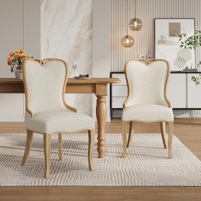 Christopher Knight Home Vex French Country Rubberwood Tufted Wing Back Upholstered Dining Chairs