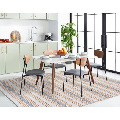 Handmade Blue Flat Woven Cotton Rectangular Rug
