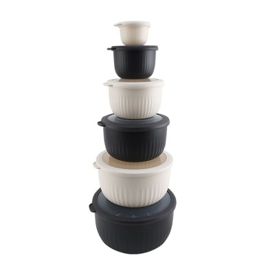 COOK WITH COLOR Deep Mixing Bowls with Lids 12 Piece BLACK