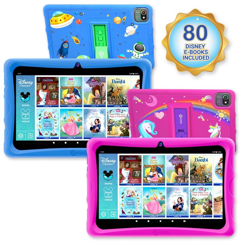 Contixo 2-pk 10" Android Kids Tablet 64GB, Includes 80+ Disney Storybooks & Stickers, Kid-Proof Case with Kickstand, (2023 Model), 1 of 9