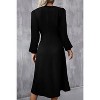 Women's Ruched Waist Flowy Elegant Long Sleeve Casual A Line High Low Midi Cocktail Party Dress - 2 of 4