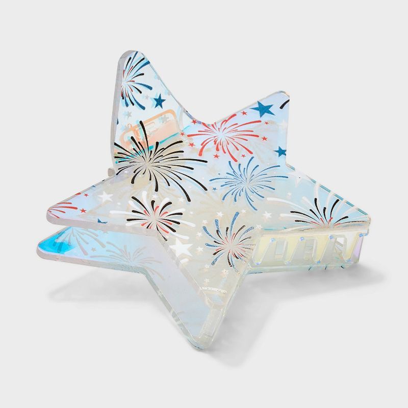 Americana Glitter Star Hair Claw Clip - Red/White/Blue, 1 of 3