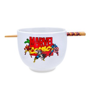 Silver Buffalo Marvel Comics The Avengers 20-Ounce Ramen Bowl and Chopstick Set - 1 of 4