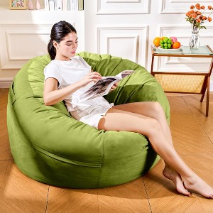 Hooseng Bean Bag Chair, 4FT Bean Bag with Velvet Cover, Giant Bean Bag Chairs  with Filler Adult, Bean Bag Sofa Filled with High-Density Sponge - 1 of 4