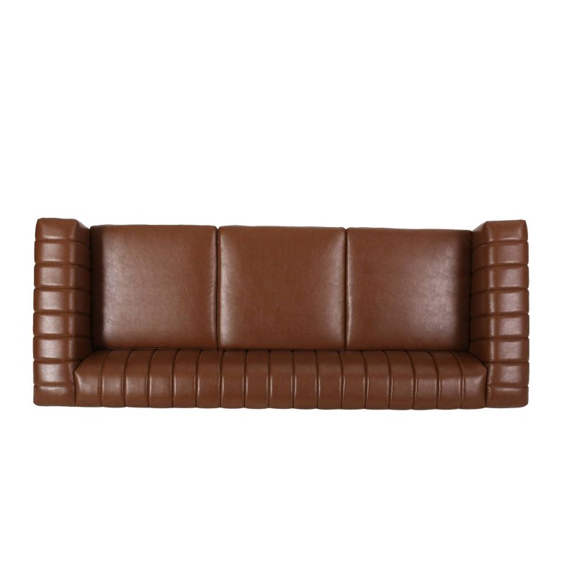 Drury Contemporary Channel Stitch 3 Seater Sofa with Nailhead Trim - Christopher Knight Home, 5 of 14