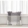 HomeRoots 20" Gray And White Cotton Plaid Throw Pillow with Fringe - 2 of 4