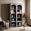 Free Standing 5-Tier Bookshelves Set of 2, Farmhouse Two-Tone Bookcases with Adjustable Shelves, 72"H Storage Cabinet for Living Room - 2 of 4