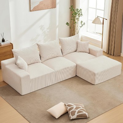 Coucheta L-Shaped Cloud Sectional Sofa with Chaise, Modular Boneless ...