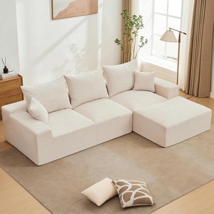 Coucheta L-Shaped Cloud Sectional Sofa with Chaise, Modular Boneless Couch with Chenille Fabric, Tool-Free Assembly, Left or Right Arrangement - 1 of 4