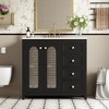 NicBex 36" Bathroom Vanity with Ceramic Sink, Bathroom Cabinet Storage with 2 Glass Cabinet Doors and Adjustable Shelf, 3 Drawers for Bathroom, Black - 4 of 4