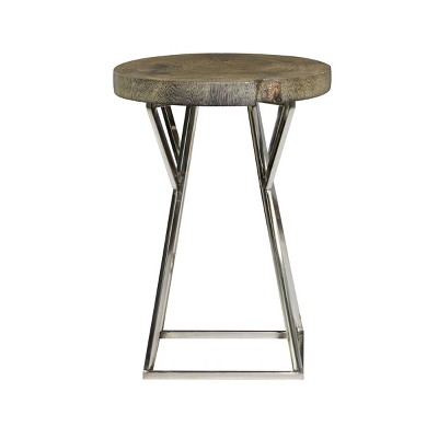 Contemporary Stainless Steel Accent Table Brown - Olivia & May