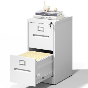 Munora - 2-Drawer Vertical File Cabinet with Lock - Heavy Duty for A4/Letter/Legal Files - White - 1 of 4