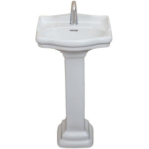 Fine Fixtures Pedestal Sink For Bathroom - Vitreous China Ceramic Small Pedestal Sink - 1 of 3