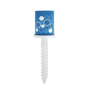 Pool Central 8.25" Blue and White Magnetic Insulated Beverage Coozie with Ground Stake - 1 of 2