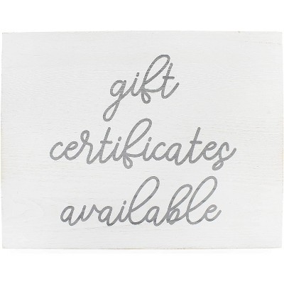Darware White Gift Certificates Available Sign, Wood Retail Store Sign for Gift Cards / Certificates