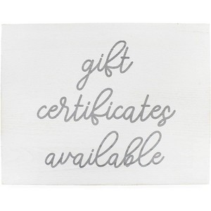 Darware White Gift Certificates Available Sign, Wood Retail Store Sign for Gift Cards / Certificates - 1 of 4