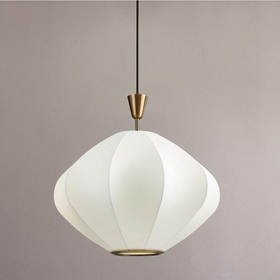Arden Patina Brass 1-Light Pendant with Cream Webbed Fiber Shade