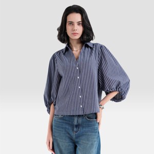 Blusa de cuello con botones y mangas abullonadas para mujer - A New Day™