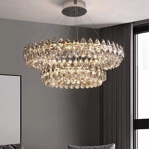 Siljoy Crystal Dual Tier Water Drop Chandelier - 1 of 4
