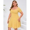 Coolmee Women's Plus Size Summer Mini Dress Square Neck Short Sleeve  A Line Short Sundress - 4 of 4