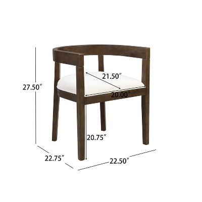 Beige Upholstered Wood Dining Chairs with Open-Back Design, Set of 2