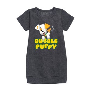 - Bubble Guppies - Bubble Puppy Graphic Short Sleeve Fleece Dress - 1 of 3