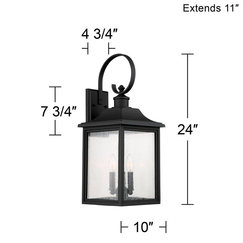 John Timberland Moray Bay Mission Outdoor Wall Light Fixture Black Lantern 24" Clear Seedy Glass for Post Exterior Barn Deck House Porch Yard Patio, 4 of 9