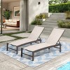 2pk Outdoor Five Position Adjustable Folding Lounge Chairs Beige - Crestlive Products: UV-Resistant, Aluminum Frame, Waterproof - 3 of 4