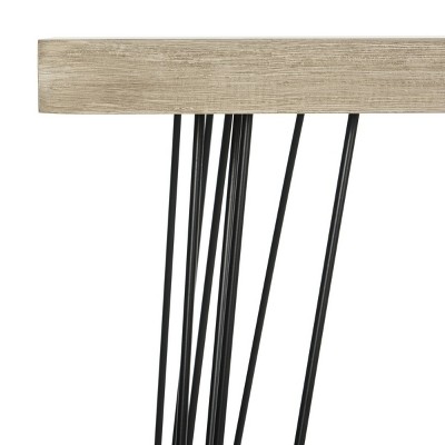 Transitional Lali Light Brown Wood & Metal Console Table with Storage