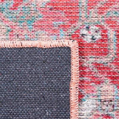 Serapi Light Blue and Red Rectangular Viscose Chenille Area Rug, 4' x 6'
