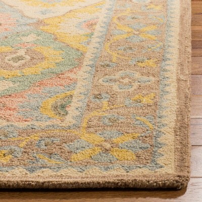 Ivory Floral Hand-Knotted Wool Area Rug, 5' x 8'