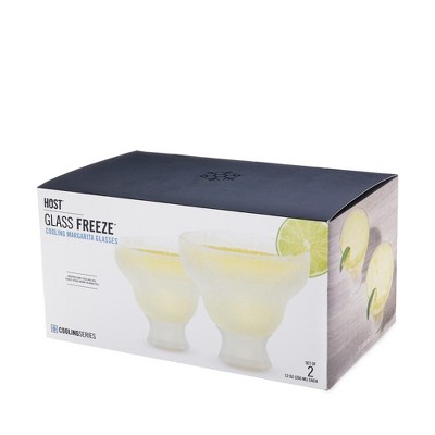 Clear Glass Margarita Freeze Cooling Cups with Silicone Grip, Set of 2