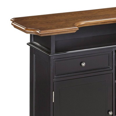 Americana Black and Oak Hardwood Bar with Adjustable Shelves