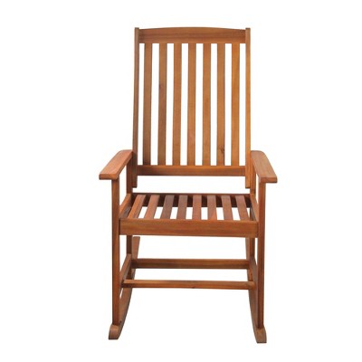 Honey Brown Acacia Wood Outdoor Patio Rocking Chair with Arms