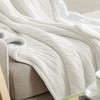 Cotton Cable Knit Blanket, Soft Warm Fleece Blanket for Couch & Bed Decor - NTBAY - 3 of 4