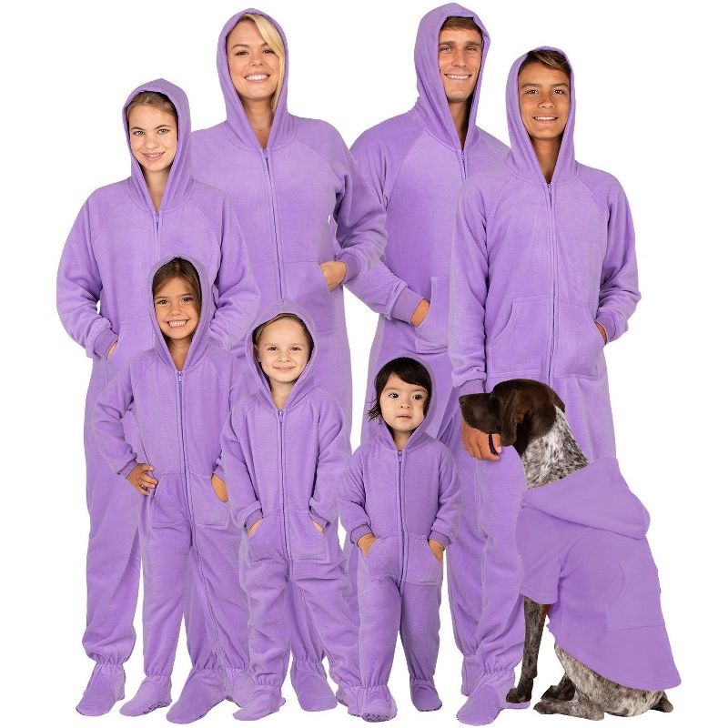 Footed Pajamas - Family Matching - Purple Rain Hoodie Fleece Onesie For Boys, Girls, Men and Women | Unisex, 4 of 5