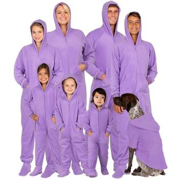 Footed Pajamas - Family Matching - Purple Rain Hoodie Fleece Onesie For Boys, Girls, Men and Women | Unisex