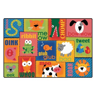 6'x9' Rectangle Woven Animal Icon Area Rug Orange - Carpets For Kids