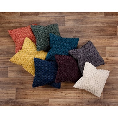 Terracotta Textured Cotton 20" Square Throw Pillow