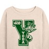Women's - Star Wars - Yoda Letterman Lightweight French Terry Wide Neck Long Sleeve Shirt - 2 of 4