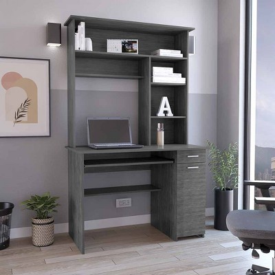 NicBex Home Office Desk 43.3" W Modern Computer Desk with 5 Shelves, Drawer, Cabinet, Keyboard Panel and Wooden Frame for Office, Study
