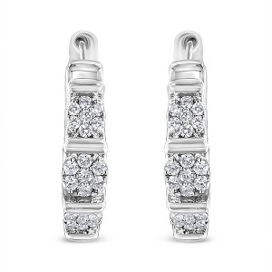 Haus of Brilliance Silver 1/2 Cttw Lab Grown Round Diamond Floral Cluster Hoop Earrings - 1 of 4