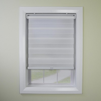 Versailles Cordless Zebra Slimline Privacy Room Darkening Shade for Windows Ivory
