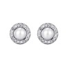 Adornia Silver Plated Freshwater Pearl CZ Halo Stud Earrings - 4 of 4