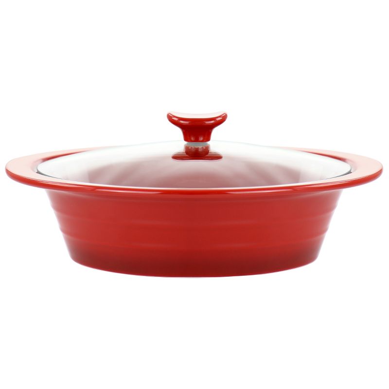 Crockpot Appleton 2 Quart Oval Stoneware Casserole Dish in Red with Glass Lid, 1 of 7