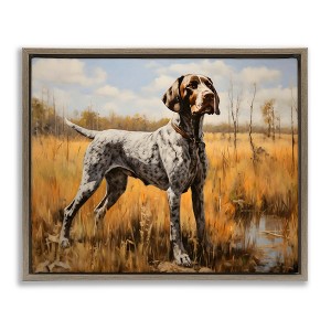 Stupell Industries White Spotted Bird Dog Floating Frame Canvas Art, Brown, 21" x 17" - 1 of 4